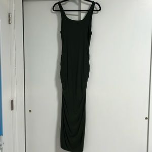 Good American Square Neck Ruched Body-Con Dress (Olive/Army Green)